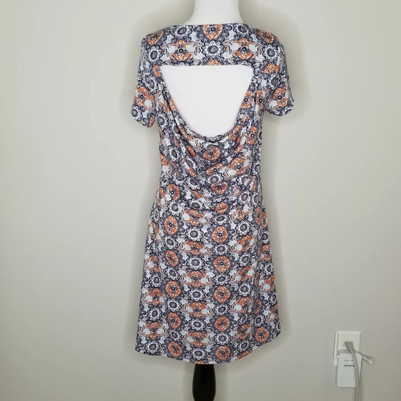 New Anthropologie Priddy by Puella Blue & Orange Print Dress M - Picture 4 of 8